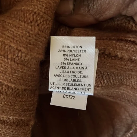 NWT Open Edit Camel colored ribbed mock neck sweater. Women’s size medium. - Picture 7 of 7